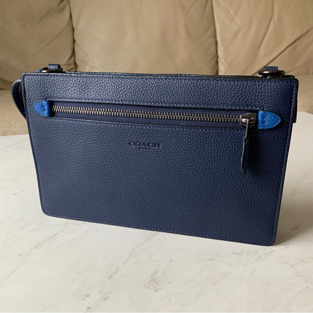 Coach Blue Purse with a Detachable Strap